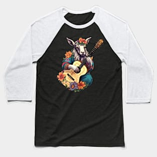 Cute Cottagecore Aesthetic Goat Guitar Lover Baseball T-Shirt